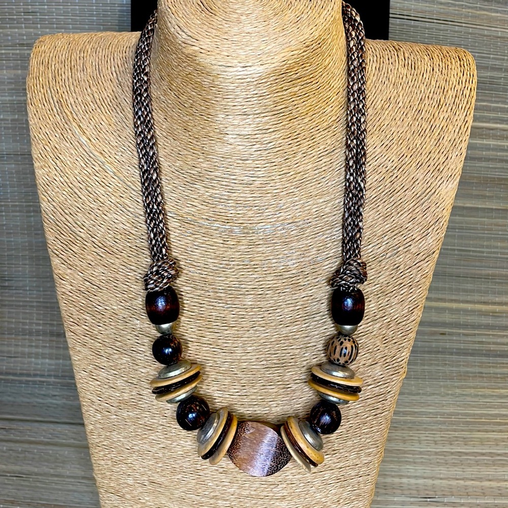 Exotic Natural Wood Bead Necklace